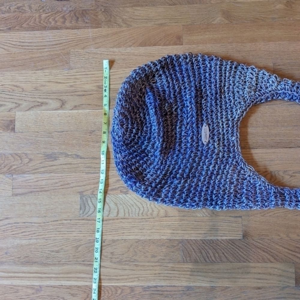 RARE Vintage ESPRIT Blue‎ Gray Crochet Rafia Shoulder Bag Casual Boho Purse - Picture 6 of 6